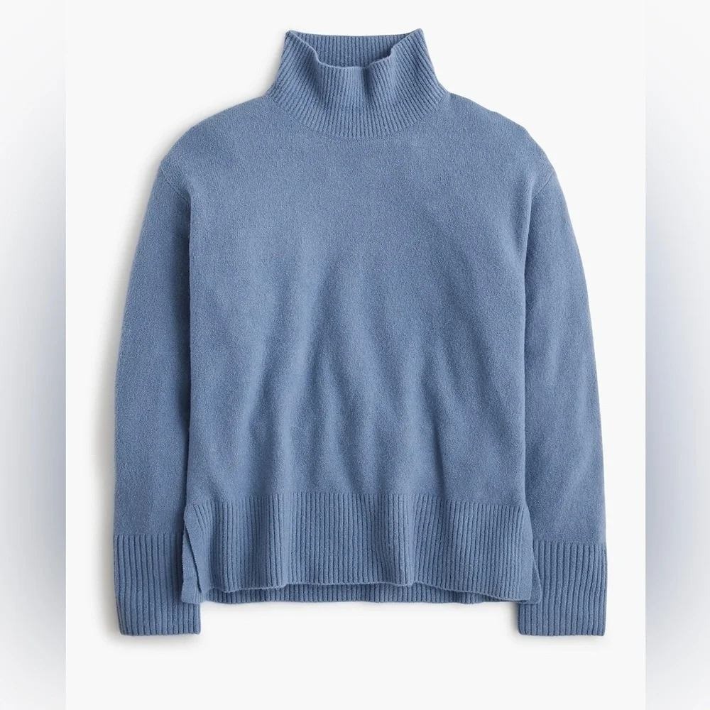 J.Crew Extra-Soft Mockneck Sweater Dusty Blue Merino Wool Blend CU698 Small